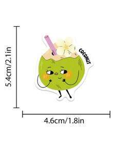 50PCS Cartoon Illustrated Style Fruit Stickers Kawaii Mixed Fruit Character Stickers Waterproof Vinyl Decal Laptop Motorcycle Luggage Snowboard Fridge Phone Car Sticker Colorful Decals Pack - Multicolor - View 2