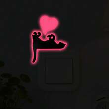 1/5pcs Spring Cute Cat Night Light Switch Sticker PVC Material Self Adhesive, Home Bedroom Night Safety Lighting Assistance, Cat Keeping Home Beautification Scene Sticker, Cat Enthusiast Gift, Indoor Switch Decoration - Multicolor Switch Stickers - View 1
