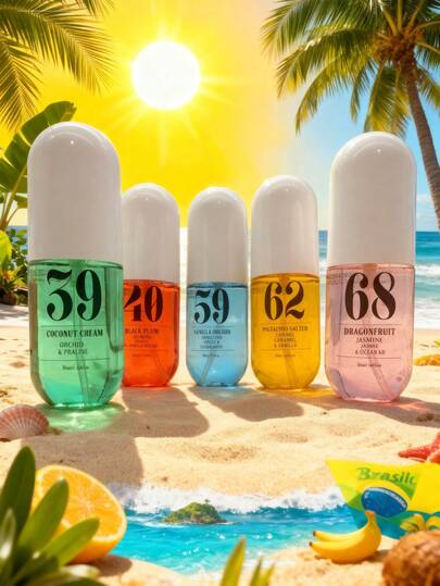 Spray de fragancia duradera de Brasil y ambientador sin llama, elimina olores y malos olores en el coche, el hogar, la oficina y el baño. Aroma afrutado floral gourmand con notas de vainilla, pistacho, caramelo salado, jazmín, orquídea, violeta, ciruela, cítricos y aroma acuático oceánico. Aroma multicapa con vainilla, pistacho, caramelo salado, jazmín y aroma oceánico.