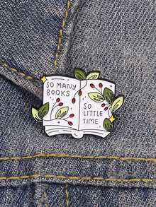 1 Set mit 3/4 Stücke kreativer Buch-Fächer, exklusive witzige Outfit, Spaß Buchstaben Kunst, grüne Pflanze Abzeichen, Musik-Enthusiast Brosche - Verschiedenfarbig - Übersicht 7