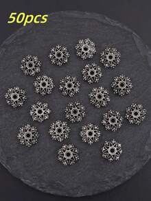 50/20 Stücke Schmuck Bastel-Set. Gravierte Cut Out Perlenkappe, Abstandsperlen. DIY Schmuckzubehör. Perfekt zum Kombinieren mit allen Arten von Armbändern, Halsketten und anderem Schmuck, Perlen zum Schmuckbasteln, Armband Bastel-Set, Bastelbedarf für Erwachsene, Basteleien, Charms, Perlen, Bastel-Set, Weihnachtsdekoration, Schlüsselanhänger Zubehör - Verschiedenfarbig - Übersicht 9