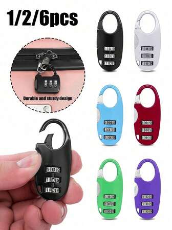 Mini Colorful Locks With Keys For Suitcase And Luggage,3 - Digit Code Anti - Theft Lock, Portable Travel Luggage Lock For Suitcases, Backpacks, Gym Bags & Lockers, Durable Metal Construction, Ideal For Travelers, Commuters & Outdoor Enthusiasts, Stylish Luggage Protection,School Gym Locker, Sports Locker, Fence, Toolbox, Gate, Case, Storage