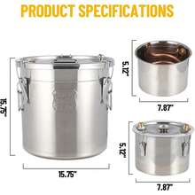 Destilador Doble Enfriado de 19 L, Kit de Destilación en Acero Inoxidable con Serpentín de Cobre y Termómetro, 3 Ollas Multiusos para Hacer Whiskey o Brandy en Casa – Still Kit - Plateado - Ver 7