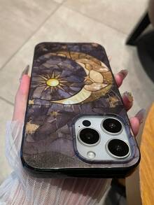 可爱月亮元素时尚手机壳，复古彩绘天体元素，艺术神秘星月太阳图案保护壳，哥特、波西米亚和Y2K美学风格，时尚魅力保护设计，适合日常使用或作为礼物，是追求独特吸睛手机装饰人士的理想之选，兼容和Galaxy，手机壳，适用于 17 Pro Max，手机套，可爱手机壳，春季生日礼物 - 彩色 - 查看 6