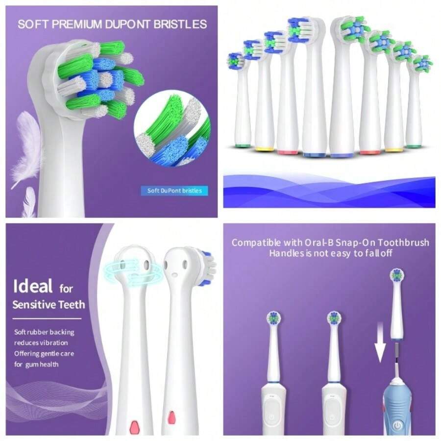 8 Unidades de Cabezales de Repuesto para Cepillo de Dientes - 4 Cabezales de Limpieza Estndar+ 4 Cabezales de Limpieza Multiangulo, Cabezales de Cepillo de Precisin Compatibles con, Cepillos de Dientes Elctricos Profesionales - inicial - Ver 1