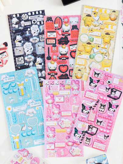 Pegatinas con diseño de Guka Gupan de Sanrio, pegatinas de material DIY 3D de Kuromi de dibujos animados de INS, regalos para vacaciones, regalos de cumpleaños, decoración de artículos de uso diario.