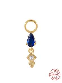 1Pc 925 Sterling Silver Earring Colorful CZ/ Moss Agate Dangle Chain Charm | Garnet Gold Plated Conch Charm| Rook Helix Cartilage Charm| Sterling Silver Natural Gemstone Addon - Gold - View 19