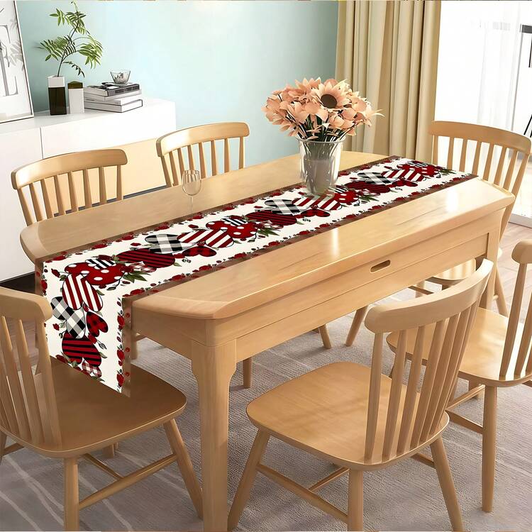 1 pieza Camino de mesa de San Valentín con diseño de corazón rojo - Disponible en 5 tamaños, de poliéster duradero con diseño floral y de corazón, perfecto para decoración de bodas, fiestas y cocina, elegante decoración de mesa - Multicolor - Añade 8