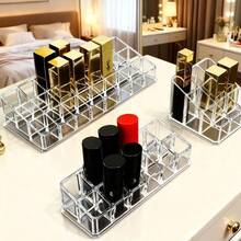 1pc Creative Transparent 12-Grid Desktop Organizer, Lipstick/Lip Gloss Display Holder, Daily Storage & Display Box - Clear - View 2