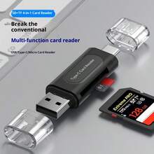 快速充电 USB-C 读卡器 5 合 1 便携式 Type-C 读卡器 OTG 适配器，支持 SD 和 Micro SD 卡 USB-C 转 USB 2.0 转换器，用于在相机手机和电脑之间传输文件 春季礼物 - 彩色 - 查看 1