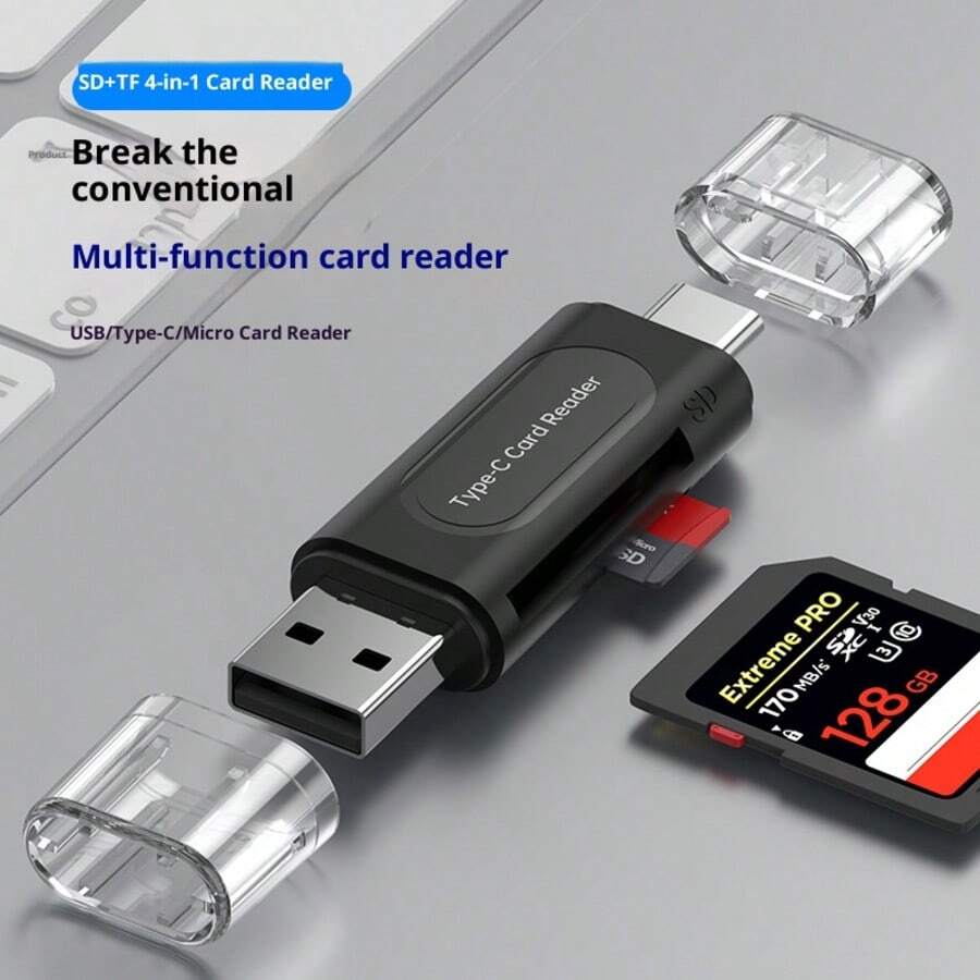 快速充电 USB-C 读卡器 5 合 1 便携式 Type-C 读卡器 OTG 适配器,支持 SD 和 Micro SD 卡 USB-C 转 USB 2.0 转换器,用于在相机手机和电脑之间传输文件 春季礼物 - 彩色 - 查看 1