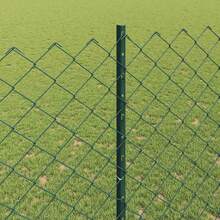 vidaXL 1,6 X 10 M Stahl Zaun Mit Grünen Pfosten - Grey - View 4