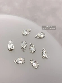 5Pcs/30Pcs/50Pcs Mixed Size Luxury Nail Rhinestone Decorations, New Sparkling Alloy Stacked Rhinestone, Crystal Oblique Heart & Square Nail Charms, Diy Nail Supplies Nails Nail Gems