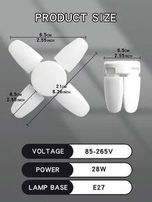 1/2/4个装高亮度LED车库灯泡 - 多功能四叶形设计，可折叠，白色PVC材质，E27接口，85V-265V，适用于车间和车库照明，车库LED灯 - 白光 - 查看 9