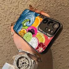 Funda con ilustración de frutas y olas para Samsung Galaxy S25ULTRA, S24PLUS, S23FE, S21PRO, S22, S20+, A03S, A05S, A14, A31, A53, A34, A10, A04E, M04, A33, A35, A55, A72, A71, A70, A22, A16, A06, A20S, A54, anti-suciedad, a la moda, moderna, colorida, plateada IMD - Colores mixtos - Ver 7