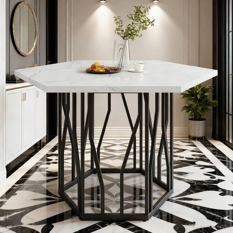 Dining Tables - Black White + MDF+Steel - View 1