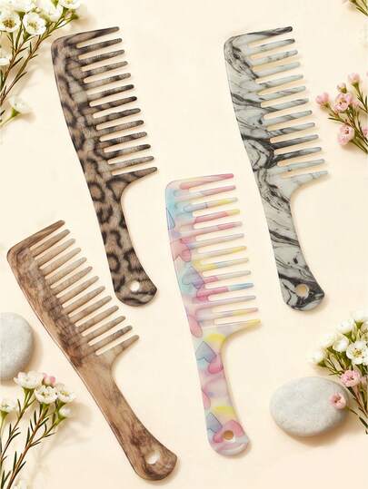 Pente de dentes largos, massageador para desembaraçar nós, pente para cabelo, uso duplo em cabelos secos e molhados, kit para estilização de cabelo