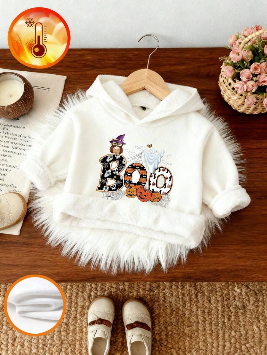 1pc Baby Girls' Casual Graphic Print Hooded Sweatshirt, Autumn/Winter - Adorable Owl Print Hoodie Brings Joy And Happiness To Every Child! Colorful And Imaginative Hoodie Inspires Young Minds
