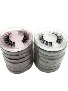 10/16/21 Pairs Fluffy&Thick 3D False Eyelashes With Glitter Paper Box,Lashes Bulk Christmas Gifts,3D Cat Eye Eyelashes Natural Soft,Protable, Makeup Manga Lashes,Dramatic Messy Mink Lashes Wispy, Individual Package Faux Mink Lashes Wholesale - 黑色 - 查看 2