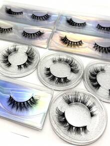 10/16/21 Pairs Fluffy&Thick 3D False Eyelashes With Glitter Paper Box,Lashes Bulk Christmas Gifts,3D Cat Eye Eyelashes Natural Soft,Protable, Makeup Manga Lashes,Dramatic Messy Mink Lashes Wispy, Individual Package Faux Mink Lashes Wholesale - 黑色 - 查看 5