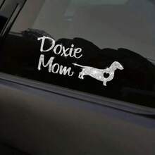 1 miếng dán xe hình trái tim lấp lánh hình chó Dachshund, thích hợp cho cửa sổ xe hơi, máy tính xách tay, đồ trang trí kính tường nhà - Chó Dachshund đáng yêu - Xem 3