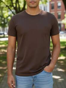 Ogochi Basic Slim Fit T-Shirt, Original Cotton, Various Colors, Christmas, New Year, Summer, Spring - Chocolate Brown - View 7