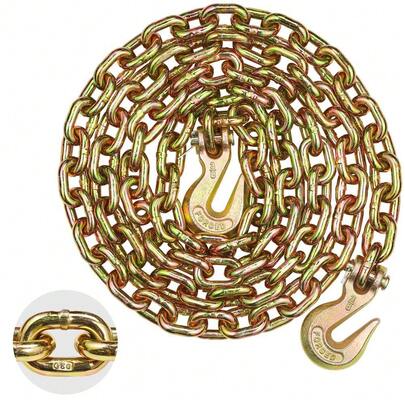 Heavy Duty 10mm X 316cm Transport Binder Chain With Clevis Grab Hooks - 3.22T  Working Load For Towing, Trailer, Logging, And Tie Down Applications