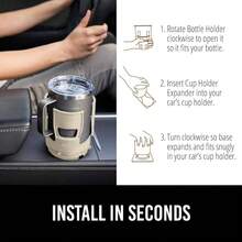 GRIP Car Cup Holder Expander, Keeps Large Drink Cups Secure, Expander Fits, HydroFlask, 18 To 48oz, Stocking Stuffer, Giving, Adjustable Arms And Base, Black - 譚 - 查看 6