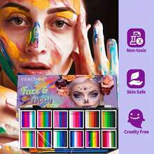Colorful, Washable Water-Soluble Oil Painting Face And Body Painting Pen Stickers With Brush Sets, Very Suitable For Parties, Birthdays, Halloween And Valentine's Day, And Used In Carnivals - 彩色 - 查看 3