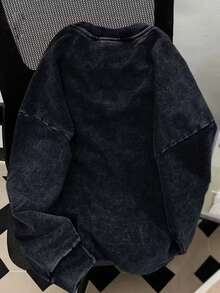 MONACO EST 1995 Racing Club Anchor Print Vintage-Style Sweatshirt, Retro Racing Monaco-Inspired Top, Plus Size Washed Sweatshirt, Crew Neck Long-Sleeve, Winter Lined, Women's Sports Pullover, Sweatshirt, Plus-Size Sportswear, Plus-Size Women's Clothing, Autumn And Winter Season, Comfortable Loose Fit, Plus-Size Autumn And Winter Apparel, Everyday Casual Wear.