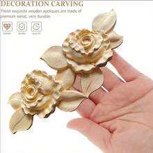 2 pezzi Applique decorative in legno intagliato stile europeo non dipinte, motivo in rilievo elegante europeo, adatte per la decorazione della casa - porte, finestre, armadi, ingressi, letti, pareti d'accento, decorazione fai-da-te, 45 x 10 cm