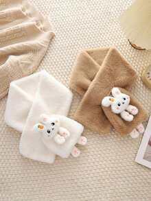 1pc Cute Carrot Rabbit Crossover Plush Super Soft Neck Warmer Scarf For Children Aged 9-16, Suitable For Daily Wear, School, Outings, Outdoor, Photography, Christmas, Parties, Fashion Versatile Maillard Color Kids Accessory - Multicolor - View 6