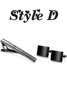 Xiacheng Tie Clip Cufflinks Set For Men Necktie Tie Bar Clips Business Shirts Tuxedo Wedding Gift With Box Silver-Tone Gold-Tone Black - Multicolor - View 13