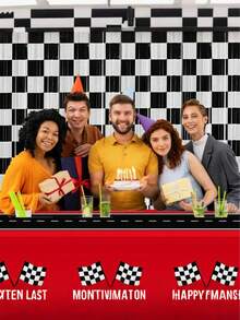 3pcs Racing Car Theme Tassel Backdrop, Suitable For Birthday Party Decoration, Size 3.28 X 6.56 Ft, Black & White Tassel Background, Photography Backdrop Props, Racing Car Theme, Fit For Baby Shower, Boy Birthday Party And More