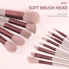 圣诞限量版高级13支柔软化妆刷套装，附赠精美软包 - 高级化妆工具，采用优质纤维制成，时尚少女单品，圣诞礼物 - 女士礼物，旅行必备，情人节礼物，价格实惠，旅行化妆刷，送给女性的礼物，化妆师，专业全套化妆工具 - 隨機顏色-13件套 - 查看 9