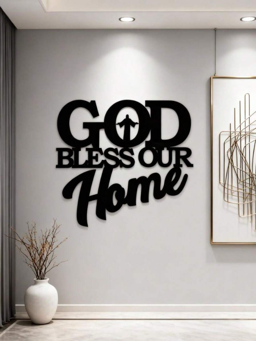 1pc God Bless Home Sign, Metal Wall Art, Unique Home Gift, Home Decor, Wall Decor, Wall Hanger, Home Decor, Scene Decor, Theme Party Decor, Wall Decor, Car Decor