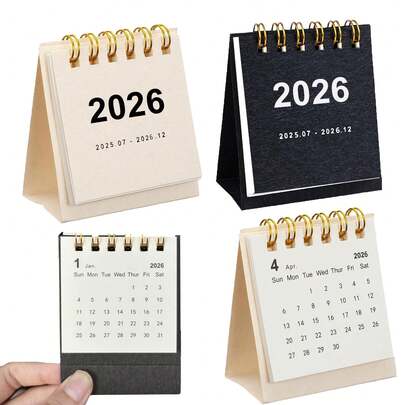 10/5/1件/迷你桌面日历 2025-2026 紧凑型立式翻页日历，是节日赠品、办公室、学校和家庭的理想之选，时尚、实用、有趣且富有创意。