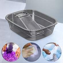 Lavabo de tabla de lavar, de lavado, portátil, práctico, ahorrador de espacio, ligero, para lavar ropa, dormitorio, tabla de fregar, lavadero, Gris - Gris - Ver 10