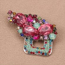 Elegant Fashion Diamond Pin Creative Personality Simple Full Diamond Colored Brooch Temperament Coat Accessories - 彩色 - 查看 2