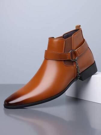 Chelsea Boots, Fashion Short Tube Men's Denim Boots, Slip-On Short Boots, Autumn/Winter European Version Pointed Toe Boots