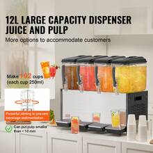 Commercial Beverage Dispenser, 4 Tanks 12 L / 12.7 QT Per Tank Juice Dispenser, 510W Stainless Steel Ice Tea Drink Machine With 45°F-54°F Cooling Temperature, For Cold Drink Restaurant Bar Party - Xem 2