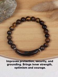 Pulseras de cuentas de piedras preciosas de ojo de tigre de 8 mm para hombres y mujeres, con forma de puente, para Reiki, sanación y protección. Regalos de joyería de piedras semi-preciosas que aportan valor personal y coraje.