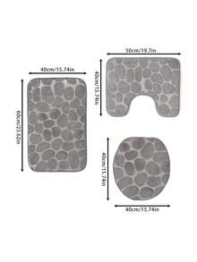 三件套鹅卵石纹防滑浴室地垫，包含U型地垫及多种尺寸，采用防水防霉材质，底部3D防滑设计。适用于浴室、厨房、阳台等潮湿区域。易于清洁，快干耐用，是注重品质家庭的理想之选。 - 咖啡色-3PC - 查看 7