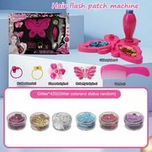 一套蝴蝶亮片发饰套装 - 自粘亮片发贴，带收纳盒，彩色塑料亮片，易于使用，生日和圣诞节礼物，派对装饰，日常造型