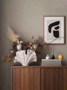 1个大型扇形花瓶，树脂砂纹花瓶，适合家居装饰和客厅桌面摆设