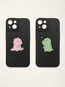 2pcs Minimalist Black Phone Cases, Dinosaur Phone Cases, Couple Phone Cases, Lens Protection Phone Cases, Compatible With IPhone & Galaxy, Phone Cases, Cases Compatible With IPhone 17 Pro Max, Covers, Cute Phone Cases, Compatible With IPhone 13 Case, Compatible With IPhone 15 Case, Phone Cases, Galaxy Phone Cases, Suitable As Birthday Gifts, Girlfriend, Boyfriend Or For Personal Use - Multicolor - View 40