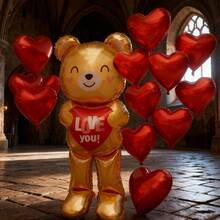 9/5/2/1 قطعة بالون دب تيدي بشكل قلب مع نص "أحبك" بطول 60 بوصة، بالونات قلب أحمر فويل بقطر 18 بوصة/32 بوصة للزفاف الوردي والبني، ديكور عيد الحب، الذكرى السنوية، حفل استقبال العروس، حفلة عيد الميلاد - لا يحتاج لطاقة، عيد الأم، - متعدد الألوان - مشاهدة 8