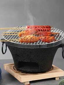 Complete Set Of Cast Iron Charcoal Stove, Barbecue Stove, Charcoal Grill, Home Indoor Barbecue Stove Set, Old-Fashioned Charcoal Heating, Stove Tea Making Utensils - Tea Set Accessories Set - 黑色 - 查看 6