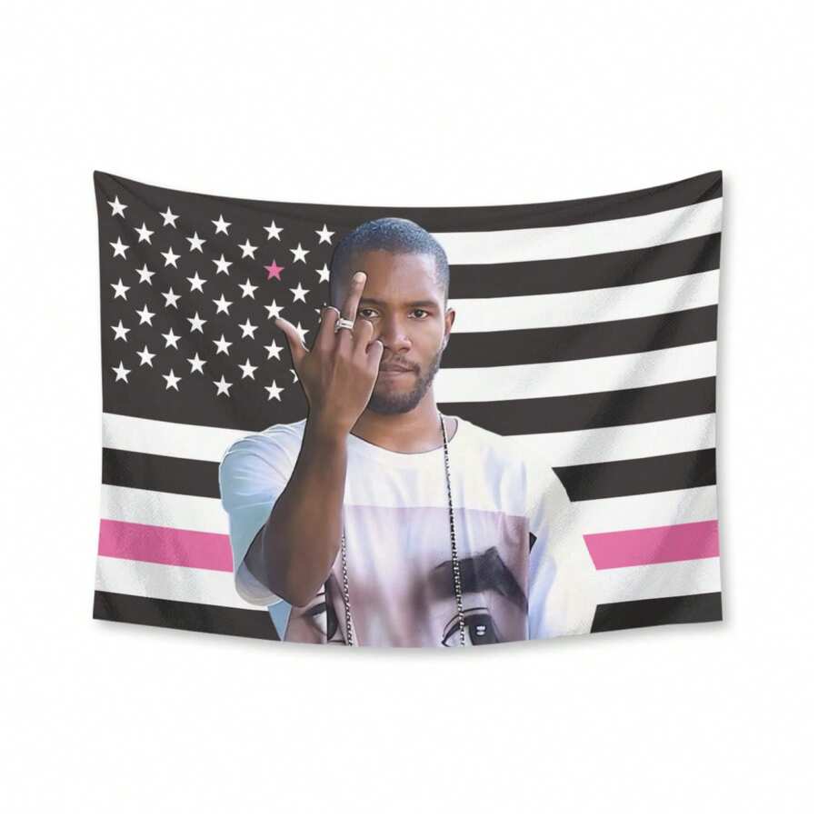 Frank Tapestry Ocean Pink America Flag Rap Wall Tapestry Blanket Funny Poster For College Dorm Decor Room Decoration Gift Merch - 粉色 - 查看 1