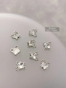 5Pcs/30Pcs/50Pcs Mixed Size Luxury Nail Rhinestone Decorations, New Sparkling Alloy Stacked Rhinestone, Crystal Oblique Heart & Square Nail Charms, Diy Nail Supplies Nails Nail Gems